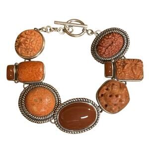 AKR Amy Kahn Russell Bracelet Sterling Silver, Coral, Jasper & Carnelian Agate